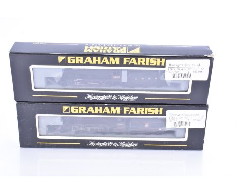 Graham Farish by Bachmann N Gauge Steam Locomotives and Tenders,  two cased examples each with card sleeves, 372150 Class 8F 