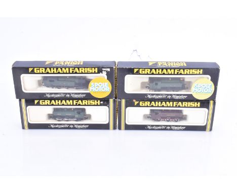 Graham Farish N Gauge Steam Tank Locomotives, four boxed examples, GWR 1104 Pannier 9405, 1114 Pannier 5768, 1604 Prairie 310