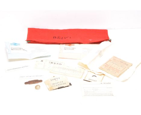 BR Collectibles, various items brass cap badge (minus fastening pin) by J Pinches, 1950 rule book, uniform button, 1967/70 pa