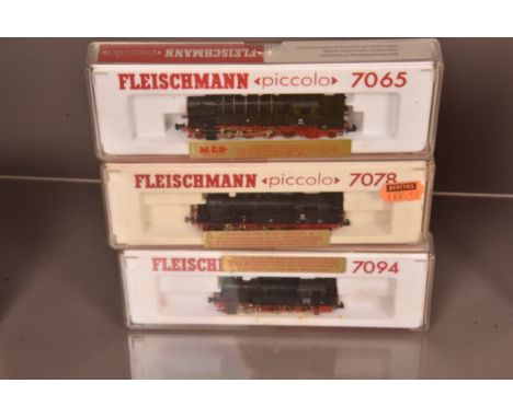 N Gauge Fleischmann Piccolo German Steam Tank  Locomotives,, three cased examples,7094 BR 94 1730, 7065 BR 65 018, 7078 BR 78