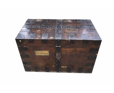 Edwardian Oak Silver Chest Formerly the Property of Eric Butler Henderson Last Director of the Great Central Railway, iron bo