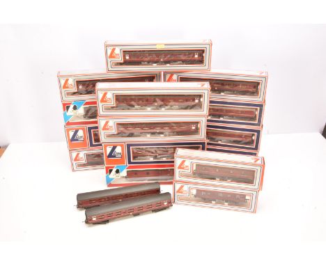 Lima OO Gauge LMS and BR Crimson Coaching Stock, mainly boxed, LMS 30 5332 W (6) two unboxed and GUV 305358 W, together with 