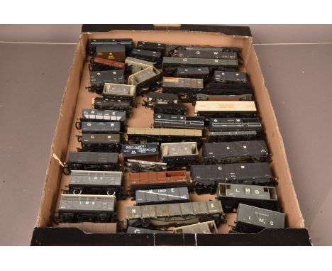 Large collection of unboxed 00 Gauge NE LMS and GWR Goods Rolling stock by various makers and modified trucks, including, Hor