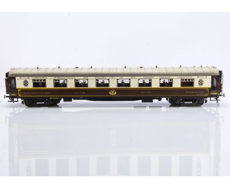 A Gauge 1 Continental-style Wagons-Lits 'Golden Arrow' Pullman Car by J &amp; M Models, in Wagons-Lits brown and ivory with G