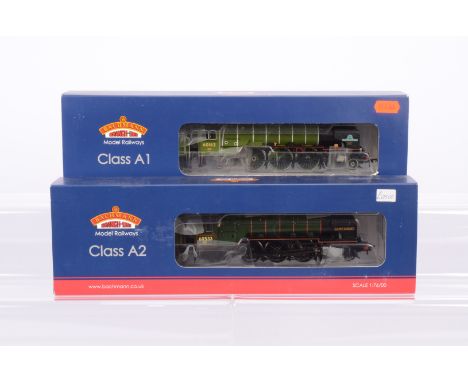 Bachmann OO Gauge BR Steam Locomotives with Tenders, two boxed examples, 32-550A Class A1 Tornado 60163 in Apple green and 31