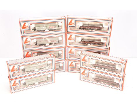 Lima OO Gauge Goods Wagons Rakes, two boxed rakes, BR Rail Carriers 305 630W (6) and NCB bogie coal hoppers (6), G-E, boxes G