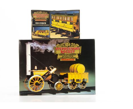 A Hornby 3½" Gauge Live Steam 'Rocket' Set G100 and G104 Coach, the set including locomotive, tender, track and accessories, 