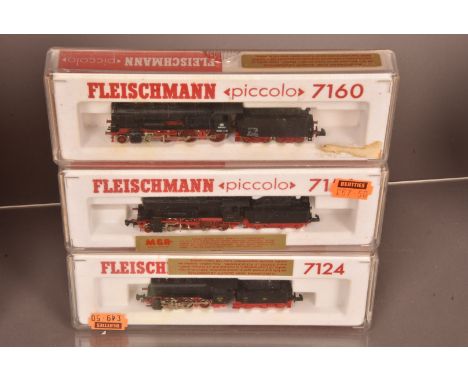 N Gauge Fleischmann Piccolo German Steam Locomotives and Tenders, three cased examples, 7160 DB BR 038 772-0, 7156 DB BR 56 2