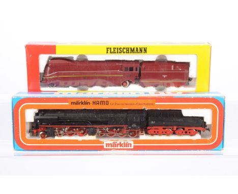 Fleischmann and Märklin HAMO German HO Gauge Steam Locomotive and Tender, both boxed Fleischmann 4173 streamline BR 03 1001 i