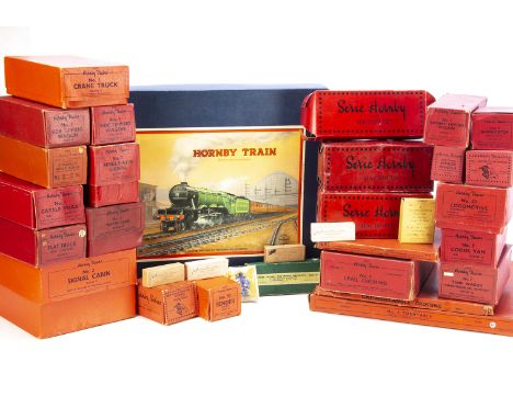 Boxed Hornby O Gauge clockwork No 201 Tank Goods Set and Other Trains, the set with LMS 0-4-0T No 2270, 3 wagons including ed