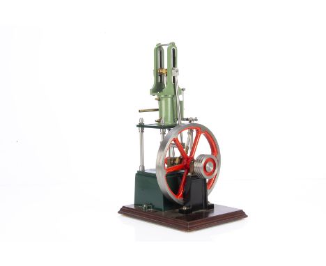 A Stewart Turner Live Steam 'James Coombes' Vertical Engine, neatly machined and finished in two-tone green and red, mounted 