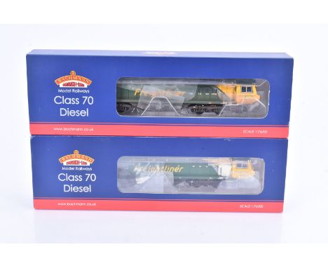 Bachmann OO Gauge Diesel Locomotives, two boxed Class 70 examples both in Freightliner green/yellow livery, 31-586 70003 and 