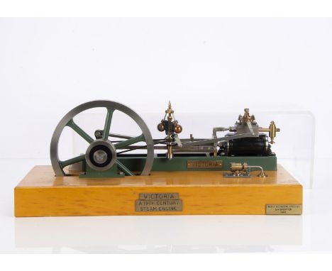 A Stewart Turner Live Steam 'Victoria' Horizontal Engine, neatly machined by SW Broxton, 1982, and finished in green and blac