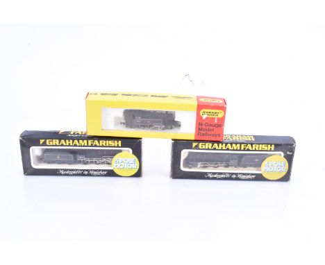 Hornby Minitrix and Graham Farish N Gauge BR Steam Locomotives, three boxed examples, locomotives with tenders, Farish 1805 C