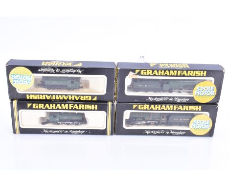 Graham Farish N Gauge GWR Steam Locomotives, four boxed examples, locomotives with tenders 1404 Hall Class, 1446 Castle Class