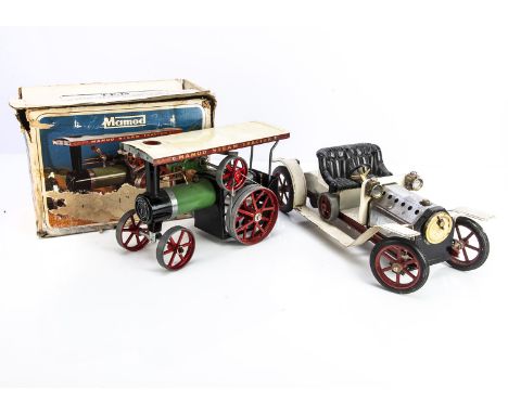 A very early Mamod SA1 Live Steam Roadster and TE1a Traction Engine, the roadster another of the first examples intended for 