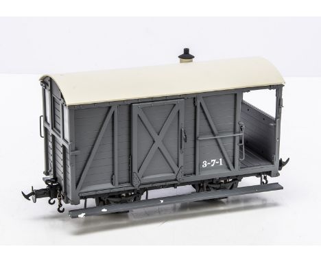 A G Scale Narrow Gauge (with wheels for 32mm track) BMS or similar Pickering Brake Van, finely detailed and finished in grey 