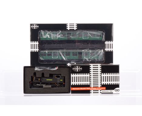 Kernow Model Railway Adams 02 and Coach Set, K2104 Southern black No 225, K1002 SR malachite green ex LSWR Gate Stock set 373
