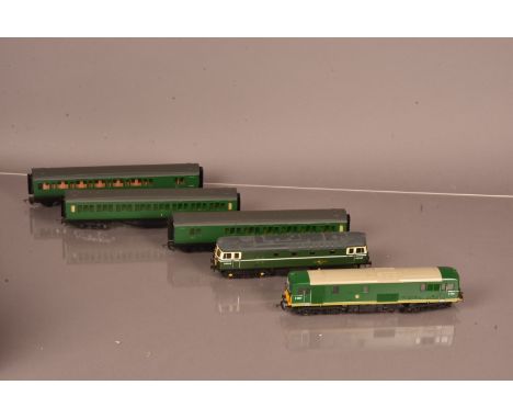 Graham Farish 00 Gauge converted coaches Maunsell and Lima modified Class 33 and Class 73 Diesels,  three Graham Farish coach