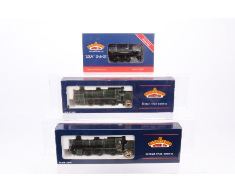 Bachmann OO Gauge Steam Locomotives, three boxed SR examples, N Class locomotives with tenders, 32-160 1406 and 32-163 1404, 