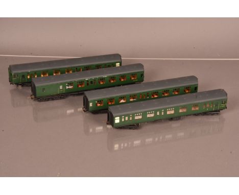 MTK 00 Gauge BR SR green 4-CIG Unit conversion using Lima Coaches, 7320, comprising unpowered Power Car, unpowered Trailer, p