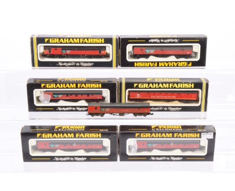 N Gauge Graham Farish Rail Express Systems Diesel Locomotive and Coaches, boxed 8025 Class 47 47 594, and four coaches, 37403