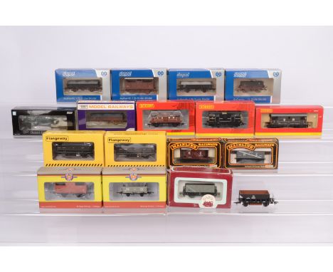 OO Gauge Goods Wagons, a boxed collection, includes BR, SR, LSWR, NB and NE  wagons, tank wagons, Brake Vans, trucks and othe