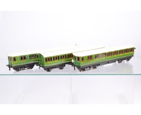 ACE Trains 0 Gauge SR green EMU 3-Car Set, comprising Power, Trailer and Centre Coach all with white roofs, in original box, 