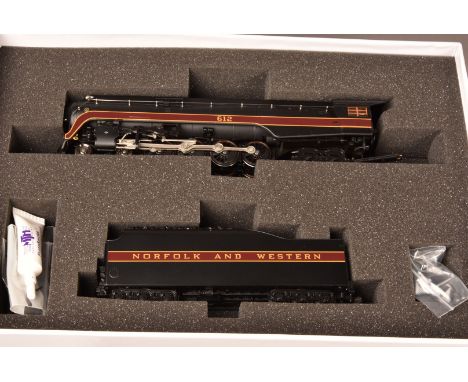 American HO Gauge MTH Norfolk &amp; Western Steam Locomotive and Tender, a boxed 80-3147-1 4-8-4 J Class streamline locomotiv