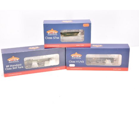 Bachmann OO Gauge Steam Tank Locomotives, three boxed examples, 32-218 GWR 57XX Pannier 8709, 31-976A BR Standard Class 3mt 8