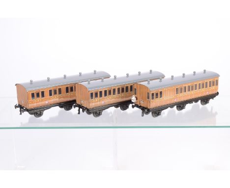 ACE Trains 0 Gauge No 8 Metropolitan Railway teak style 6-wheel Coach Set,  comprising All Third, All First and Brake/Third w