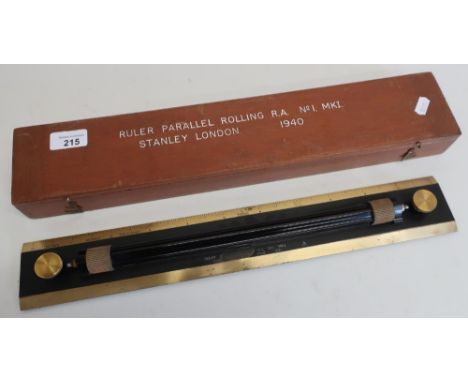 Cased ruler parallel rolling R. A no.1 MKI Stanley London 1940 
