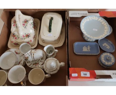 Continental part tea service, ceramic cheese dishes, various Wedgwood blue and white jasperware including Wedgwood Queen's wa