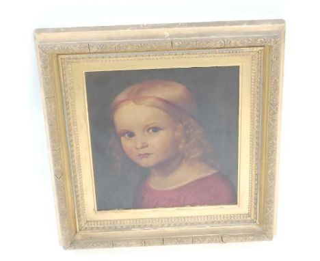 English school, 19th century, portrait of a girl, oil on canvas, 28cm x 25.5cm 