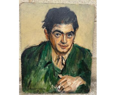 English school, 20th century, portrait of a male, oil on board, signed lower right, 51cm x 41cm 