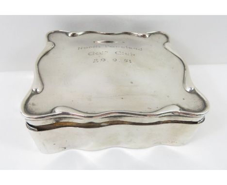 A silver trinket box, Birmingham, 1907, makers marks rubbed, with simple Art Nouveau decoration and engraved to the lid - Nor