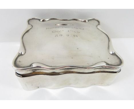 A silver trinket box, Birmingham, 1907, makers marks rubbed, with simple Art Nouveau decoration and engraved to the lid - Nor