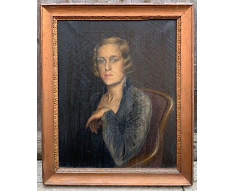 English school, 20th century, portrait of Mrs Claude Orr, oil on canvas, dated 1938, 62cm x 51cm 