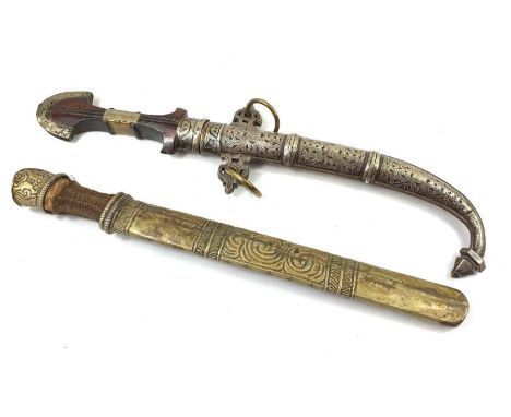 A 20th century Middle Eastern style curved dagger, 41cm long, along with another dagger 36cm long