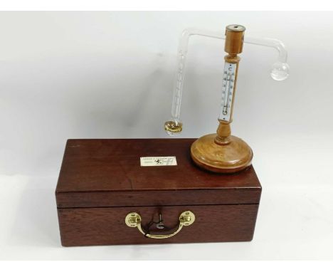 Griffin & Tatlock Ltd, London - a mahogany cased instrument set for detecting toxic gases, 39cm x 18.7cm x 14cm, along with A