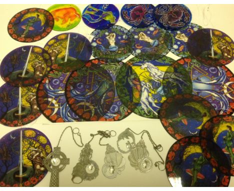 A vast assortment of multi-colour stained glass light catchers with five crystal and silver tone light catchers. Brand new.