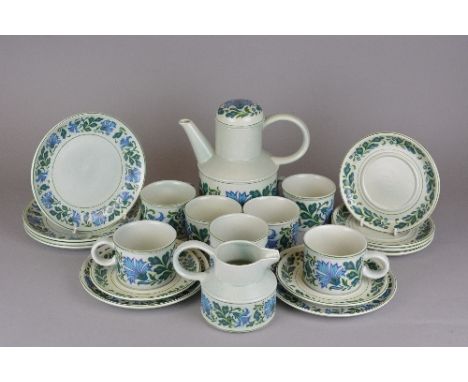 A MIDWINTER STONEHENGE 'CAPRICE' PATTERN COFFEE SET, comprising of a coffee pot, milk jug, sugar bowl, six coffee cans and sa