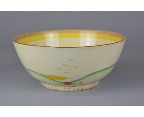 A CLARICE CLIFF TAORMINA PATTERN BOWL, printed marks, diameter approximately 18.5cm (condition: interior of bowl scratched, s