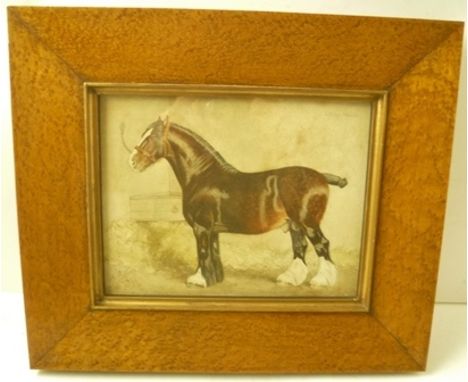 PENRY POWELL PALFREY (1830-1902) "Rokeby Harold", portrait of a heavy horse in his stable, Watercolour painting, signed and d