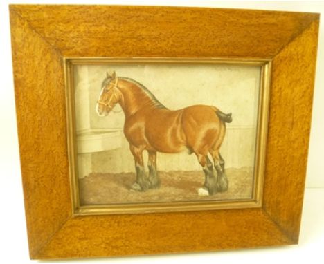 PENRY POWELL PALFREY, (1830-1902) "Buscot Harold", Portrait of a heavy horse in his stable, Watercolour painting, signed and 