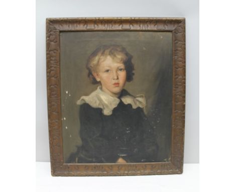 19TH CENTURY ENGLISH SCHOOL "Portrait of a Boy", Oil painting on canvas, 60cm x 50cm, gilt framed 