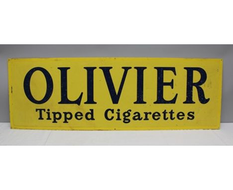 A MID-20TH CENTURY ENAMEL SIGN "Olivier Tipped Cigarettes", 40cm x 122cm 