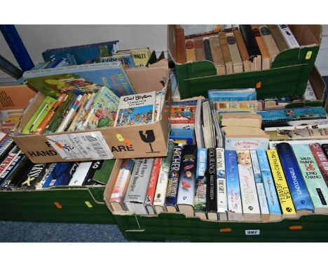 SIX BOXES OF APPROXIMATELY 140 BOOKS, mostly fiction but with a number of non-fiction, authors include Craig Thomas, Alister 