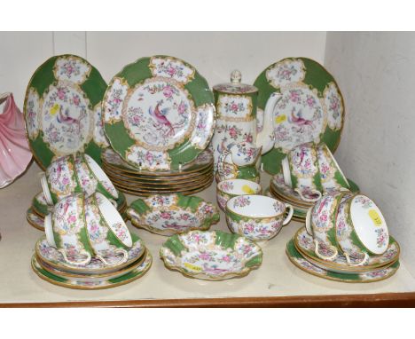 A COLLECTION OF EARLY 20TH CENTURY MINTONS  COCKATRICE PART TEA WARES, PATTERN NO.4863, comprising a coffee pot and ill-fitti