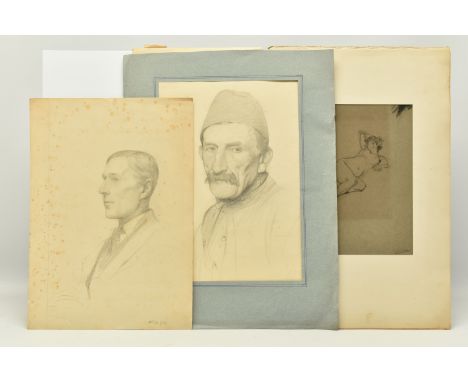 CIRCLE OF JAMES KERR-LAWSON (1864-1939) THREE SKETCHES, the first is a portrait of WWI journalist Philip Gibbs, unsigned but 